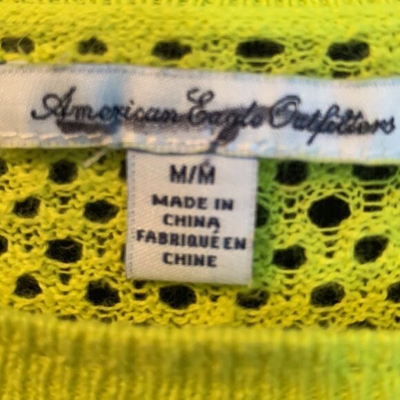 AE Size XS neon yellow pullover top worn over tanks or bralette - Picture 3 of 7